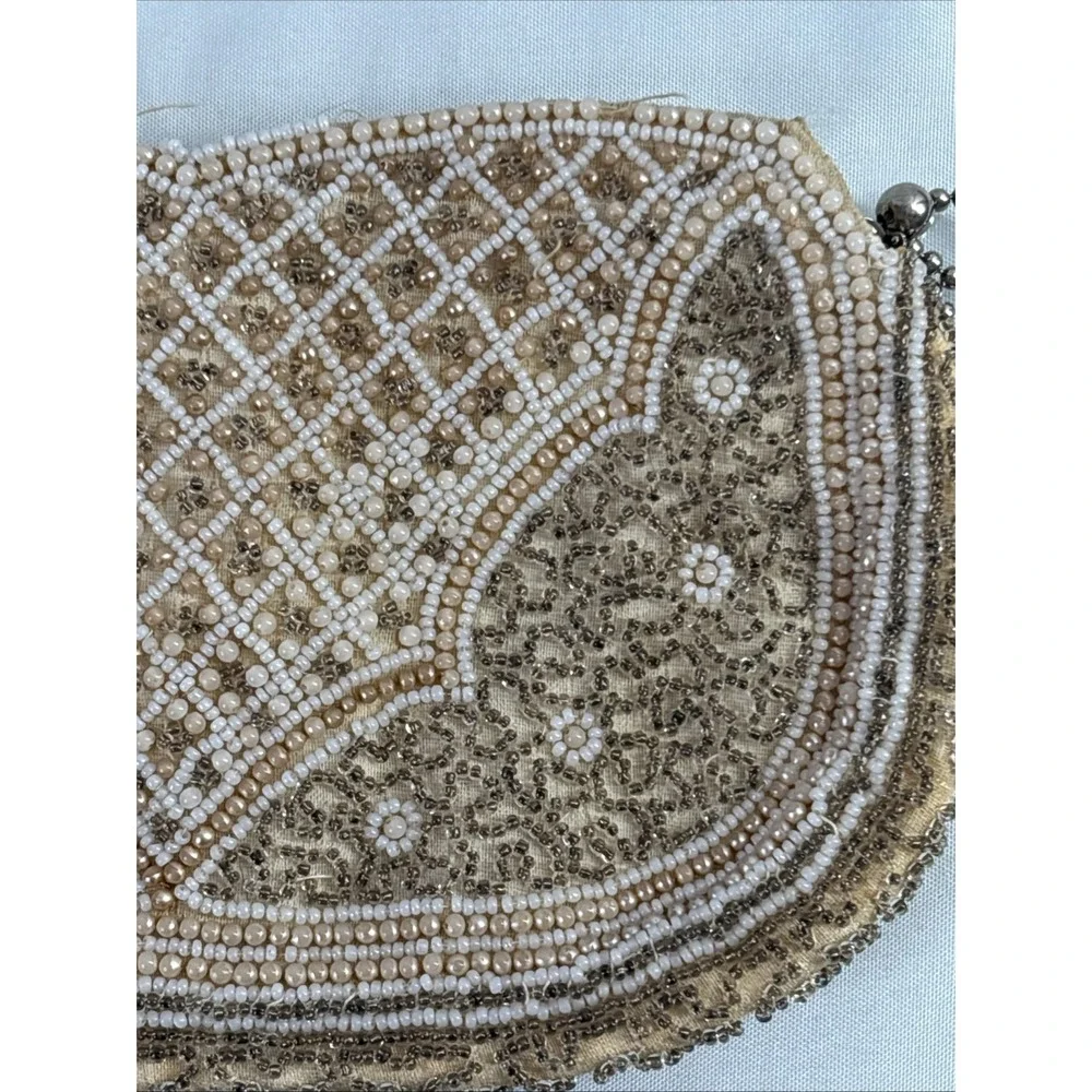 Antique Vintage 20-40s Micro Beaded Evening Purse Handmade in Belgium Flapper